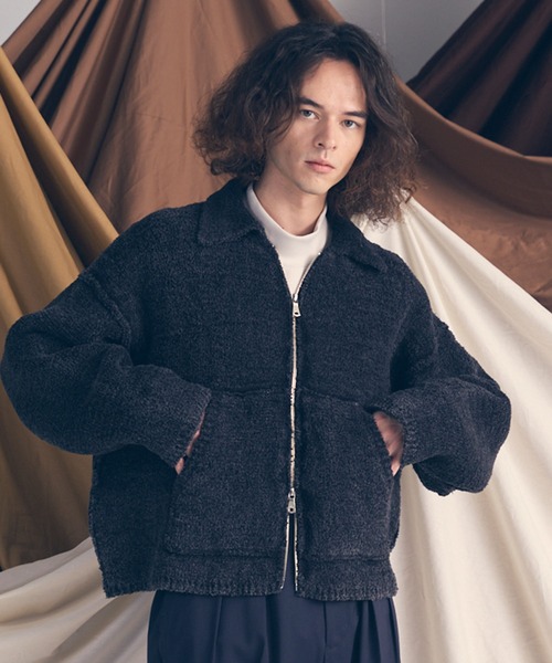 セール】《UNISEX》Fade Yarn Prime-Over Full Zip Knit/フェード