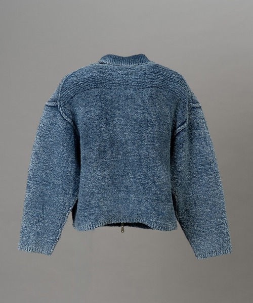 MAISON SPECIAL（メゾンスペシャル）の「《UNISEX》Fade Yarn Prime-Over Full Zip Knit/フェードヤーンプライオーバーフルジップニットブルゾン【MAISON SPECIAL/メゾンスペシャル】（カーディガン/ボレロ・メンズ・ブラック/ブルー・0/1/2）」の4枚目の写真