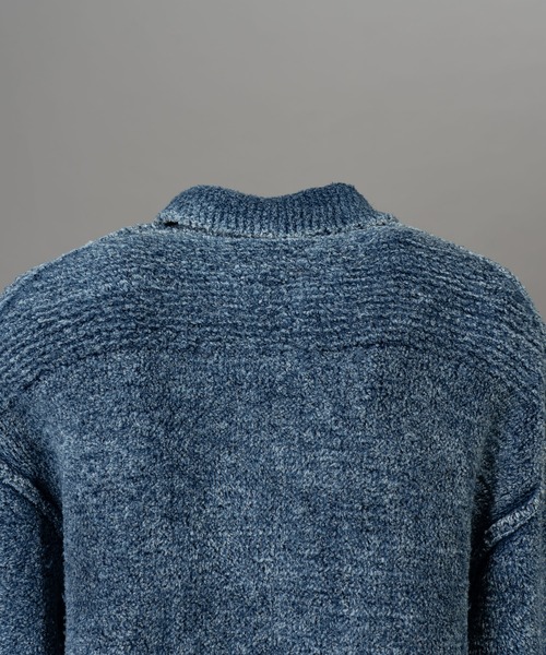 UNISEX》Fade Yarn Prime-Over Full Zip Knit/フェードヤーンプライ