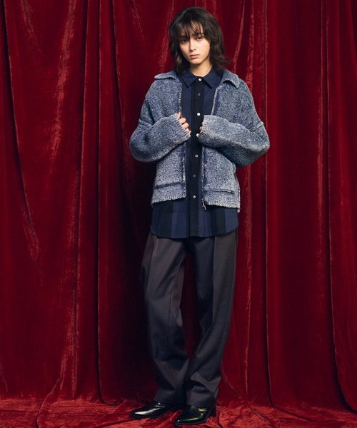 MAISON SPECIAL（メゾンスペシャル）の「《UNISEX》Fade Yarn Prime-Over Full Zip Knit/フェードヤーンプライオーバーフルジップニットブルゾン【MAISON SPECIAL/メゾンスペシャル】（カーディガン/ボレロ・メンズ・ブラック/ブルー・0/1/2）」の13枚目の写真