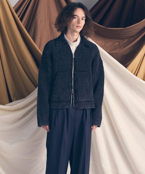 セール】《UNISEX》Fade Yarn Prime-Over Full Zip Knit/フェード