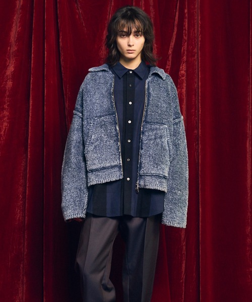 MAISON SPECIAL（メゾンスペシャル）の「《UNISEX》Fade Yarn Prime-Over Full Zip Knit/フェードヤーンプライオーバーフルジップニットブルゾン【MAISON SPECIAL/メゾンスペシャル】（カーディガン/ボレロ・メンズ・ブラック/ブルー・0/1/2）」の17枚目の写真