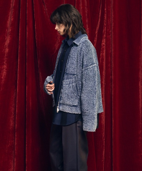 MAISON SPECIAL（メゾンスペシャル）の「《UNISEX》Fade Yarn Prime-Over Full Zip Knit/フェードヤーンプライオーバーフルジップニットブルゾン【MAISON SPECIAL/メゾンスペシャル】（カーディガン/ボレロ・メンズ・ブラック/ブルー・0/1/2）」の18枚目の写真