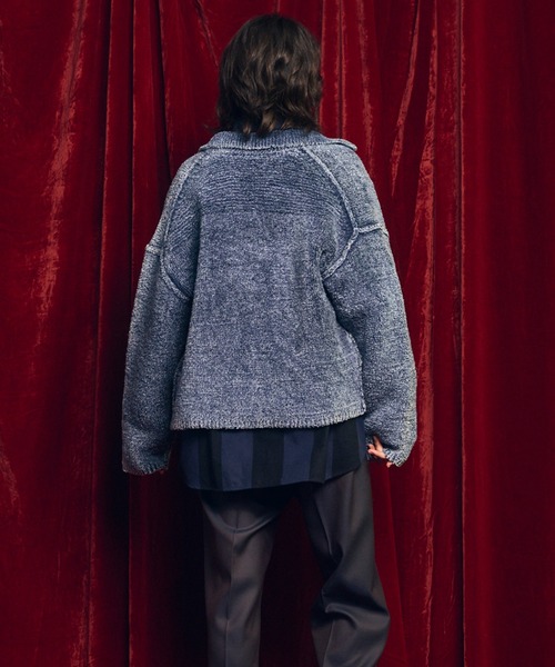 MAISON SPECIAL（メゾンスペシャル）の「《UNISEX》Fade Yarn Prime-Over Full Zip Knit/フェードヤーンプライオーバーフルジップニットブルゾン【MAISON SPECIAL/メゾンスペシャル】（カーディガン/ボレロ・メンズ・ブラック/ブルー・0/1/2）」の19枚目の写真