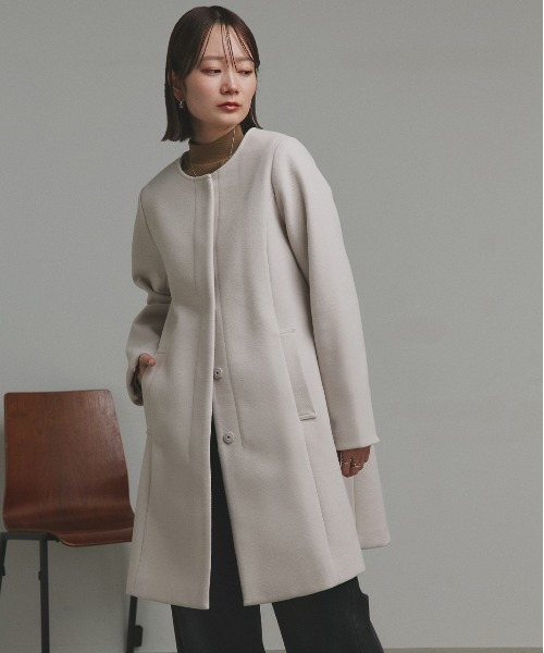 ノーカラー2WAYリバーミドルコート　BASEMENTonline HARUKA DESIGN】ノーカラー2WAYリバーミドルコート【宅配便】 | すべて