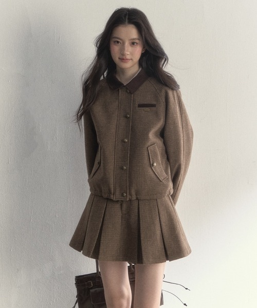 SunsetPark(サンセットパーク)の「チェック柄 プレッピージャケット SP25a028【SunsetPark】【2025AW】(その他アウター・レディース・ブラウン・L/M/S)」の8枚目の写真