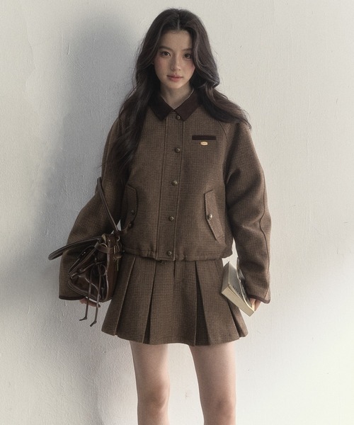 SunsetPark(サンセットパーク)の「チェック柄 プレッピージャケット SP25a028【SunsetPark】【2025AW】(その他アウター・レディース・ブラウン・L/M/S)」の9枚目の写真