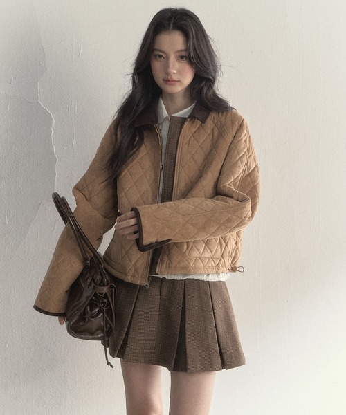SunsetPark(サンセットパーク)の「チェック柄 プレッピージャケット SP25a028【SunsetPark】【2025AW】(その他アウター・レディース・ブラウン・L/M/S)」の5枚目の写真