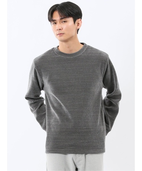 TAKA-Q（タカキュー）の「【ストレッチ モール】タカキュー ジャガード クルーネック 長袖 Tシャツ（Tシャツ/カットソー・メンズ・ボルドー/ネイビー/ホワイト/グレー系その他2・MEDIUM/X-LARGE/LARGE）」の3枚目の写真