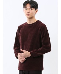 【ストレッチ モール】タカキュー ジャガード クルーネック 長袖 Tシャツ