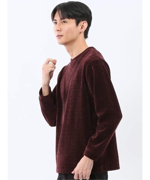 TAKA-Q（タカキュー）の「【ストレッチ モール】タカキュー ジャガード クルーネック 長袖 Tシャツ（Tシャツ/カットソー・メンズ・ボルドー/ネイビー/ホワイト/グレー系その他2・MEDIUM/X-LARGE/LARGE）」の22枚目の写真