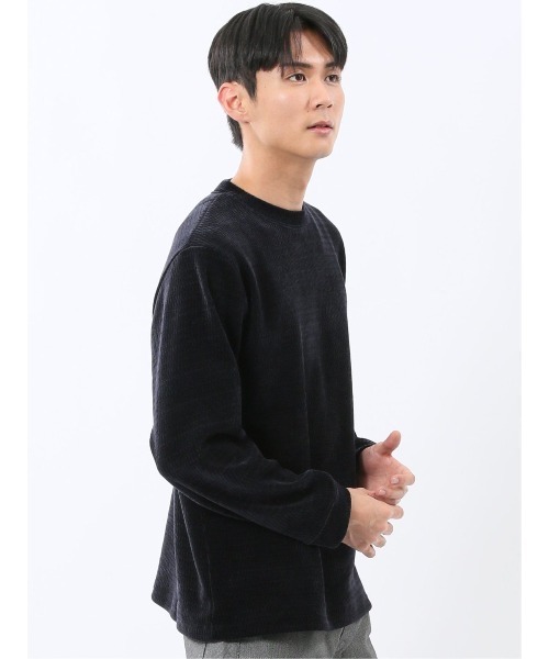 TAKA-Q（タカキュー）の「【ストレッチ モール】タカキュー ジャガード クルーネック 長袖 Tシャツ（Tシャツ/カットソー・メンズ・ボルドー/ネイビー/ホワイト/グレー系その他2・MEDIUM/X-LARGE/LARGE）」の13枚目の写真
