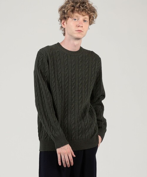 TOMORROWLAND （トゥモローランド）の「TOMORROWLAND tricot スーパーファインラムウール ケーブルニット（ニット/セーター・メンズ・グレー/カーキ/ブラック/ライトグリーン・L/M/S/XL）」の5枚目の写真