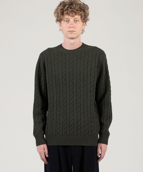 TOMORROWLAND （トゥモローランド）の「TOMORROWLAND tricot スーパーファインラムウール ケーブルニット（ニット/セーター・メンズ・グレー/カーキ/ブラック/ライトグリーン・L/M/S/XL）」の6枚目の写真