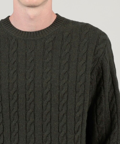 TOMORROWLAND （トゥモローランド）の「TOMORROWLAND tricot スーパーファインラムウール ケーブルニット（ニット/セーター・メンズ・グレー/カーキ/ブラック/ライトグリーン・L/M/S/XL）」の9枚目の写真