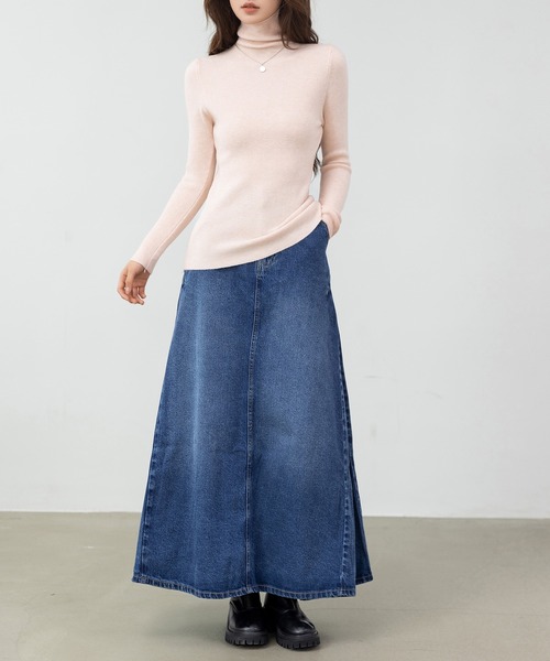 DAY CLOSET（デイ クローゼット）の「【オンオフ問わず着られる汎用性ニット】長袖タートルネックリブニットトップス レディース（ニット/セーター・レディース・ピンク/ベージュ/モカ/アイボリー・FREE）」の21枚目の写真