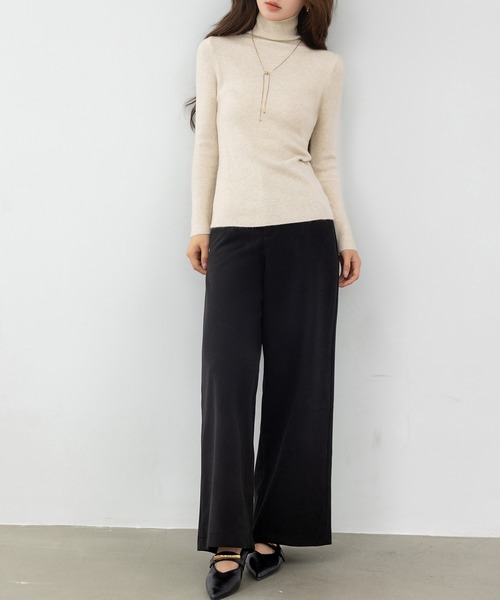 DAY CLOSET（デイ クローゼット）の「【オンオフ問わず着られる汎用性ニット】長袖タートルネックリブニットトップス レディース（ニット/セーター・レディース・ピンク/ベージュ/モカ/アイボリー・FREE）」の18枚目の写真