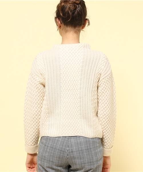 FREE'S MART（フリーズマート）の「リブ×ケーブルボトルネックニット（ニット/セーター・レディース・ホワイト/レッド/グレー/ベージュ・FREE）」の7枚目の写真