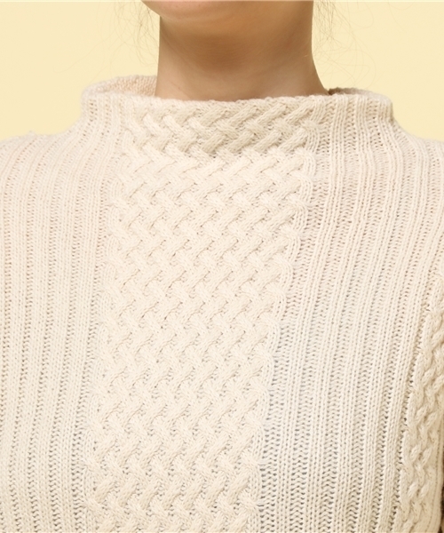 FREE'S MART（フリーズマート）の「リブ×ケーブルボトルネックニット（ニット/セーター・レディース・ホワイト/レッド/グレー/ベージュ・FREE）」の8枚目の写真
