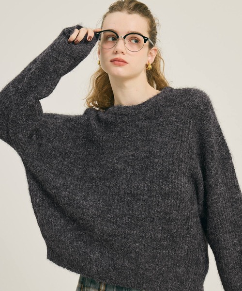 coca(coca)(コカ)の「オーバーサイズニットトップス(ニット/セーター・レディース・ライトグレー/チャコール・S/L/M)」の2枚目の写真