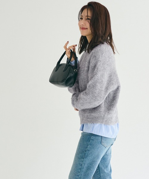 coca(coca)(コカ)の「オーバーサイズニットトップス(ニット/セーター・レディース・ライトグレー/チャコール・S/L/M)」の5枚目の写真