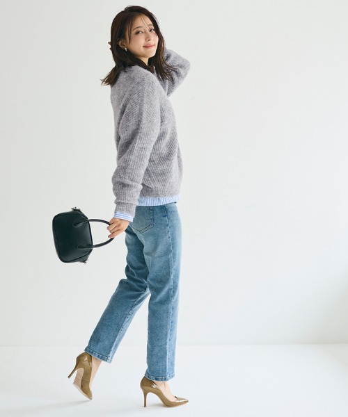 coca(coca)(コカ)の「オーバーサイズニットトップス(ニット/セーター・レディース・ライトグレー/チャコール・S/L/M)」の6枚目の写真