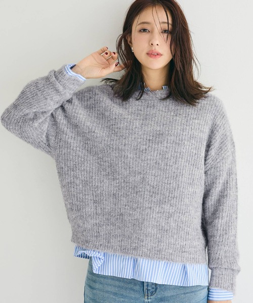 coca(coca)(コカ)の「オーバーサイズニットトップス(ニット/セーター・レディース・ライトグレー/チャコール・S/L/M)」の7枚目の写真