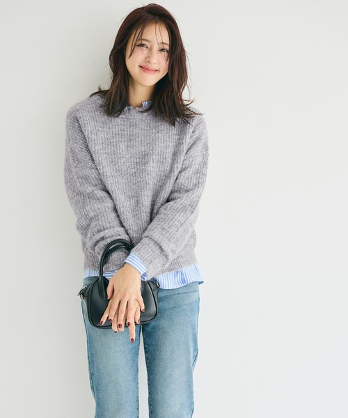 coca(coca)(コカ)の「オーバーサイズニットトップス(ニット/セーター・レディース・ライトグレー/チャコール・S/L/M)」の8枚目の写真