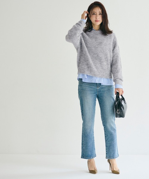 coca(coca)(コカ)の「オーバーサイズニットトップス(ニット/セーター・レディース・ライトグレー/チャコール・S/L/M)」の9枚目の写真