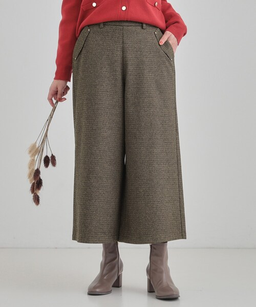 DRESKIP（ドレスキップ）の「【あったか/S-LL】裏起毛ガウチョパンツ（その他パンツ・レディース・アイボリー/ダークブラウン系1/ブラック系1/ブラック・01/04/03/02）」の4枚目の写真