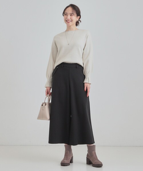 DRESKIP（ドレスキップ）の「【あったか/S-LL】裏起毛ガウチョパンツ（その他パンツ・レディース・アイボリー/ダークブラウン系1/ブラック系1/ブラック・01/04/03/02）」の21枚目の写真