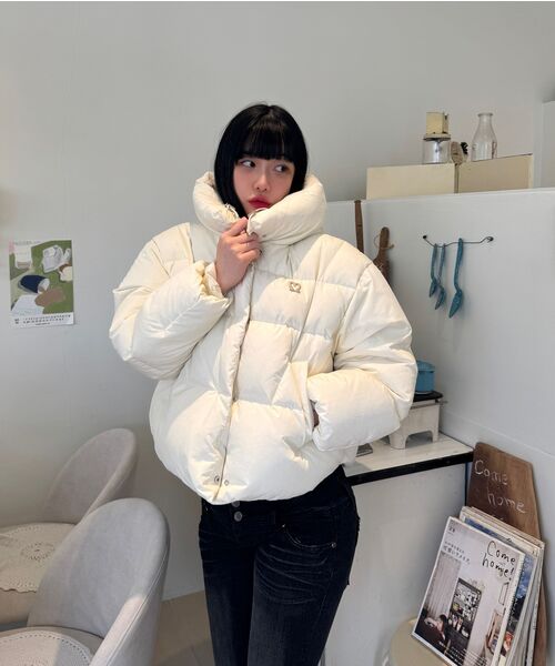 MALOUPE(マロップ)の「6313 クロップフードダウンジャケット (クリーム)(ダウンジャケット/コート・レディース・アイボリー・FREE)」の8枚目の写真