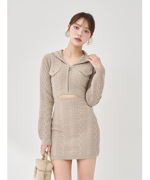 オープンケーブルニットミニワンピース（ワンピース）｜Darich