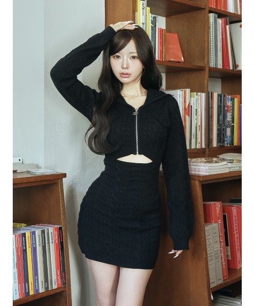 ダーリッチ　オープンケーブルニットミニワンピース オープンケーブルニットミニワンピース（ワンピース）｜Darich