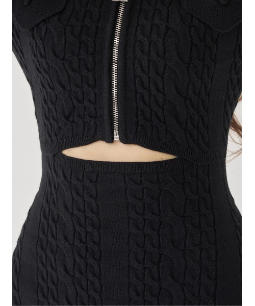 オープンケーブルニットミニワンピース（ワンピース）｜Darich