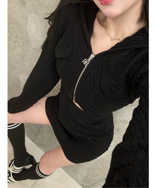 オープンケーブルニットミニワンピース（ワンピース）｜Darich