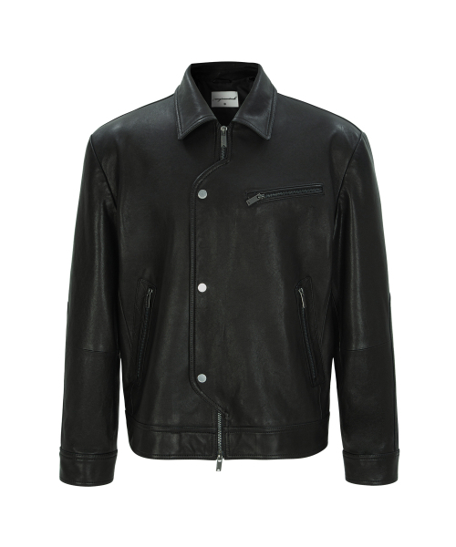 UNGIMMICK(アンジミック)の「PLACKET NAPPA LEATHER RIDER JACKET (BLACK / LAMBSKIN)(ライダースジャケット・メンズ・その他・MEDIUM/LARGE)」の1枚目の写真