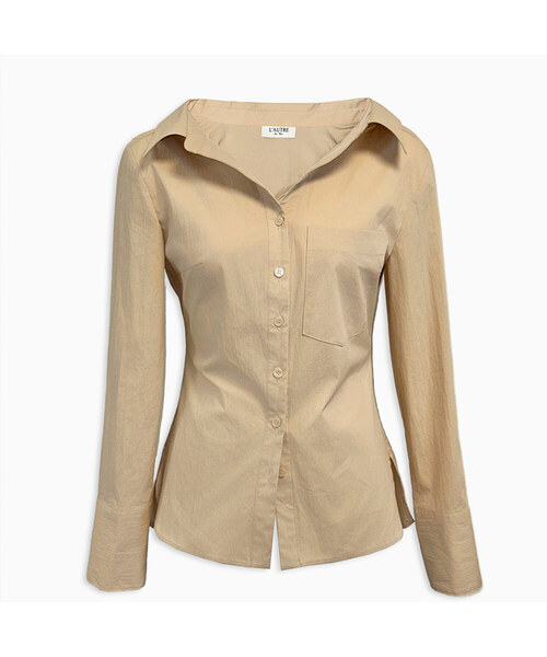 LAUTREDE MIN(ロートルドミン)の「Lautre Off shirts(シャツ/ブラウス・レディース・ホワイト/ネイビー/ベージュ/ピンク・SMALL/MEDIUM/X-SMALL)」の2枚目の写真
