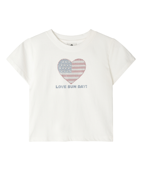 SUNDAY FRUIT MARKET(サンデーフルーツマーケット)の「W) LOVE SUN TEE IVORY(Tシャツ/カットソー・レディース・その他・SMALL/MEDIUM)」の1枚目の写真