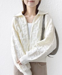 SHIPS | 【WEB限定】〈手洗い可能〉フラワー ジャカード ジップ カーディガン(カーディガン/ボレロ)