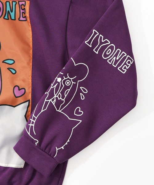 ScoLar Parity(スカラーパリティ)の「353130:ネコとクマとチンアナゴ柄 リメイク風裏起毛パーカー(パーカー・レディース・ブラック/パープル・M)」の11枚目の写真