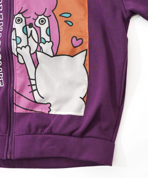 ScoLar Parity(スカラーパリティ)の「353130:ネコとクマとチンアナゴ柄 リメイク風裏起毛パーカー(パーカー・レディース・ブラック/パープル・M)」の12枚目の写真