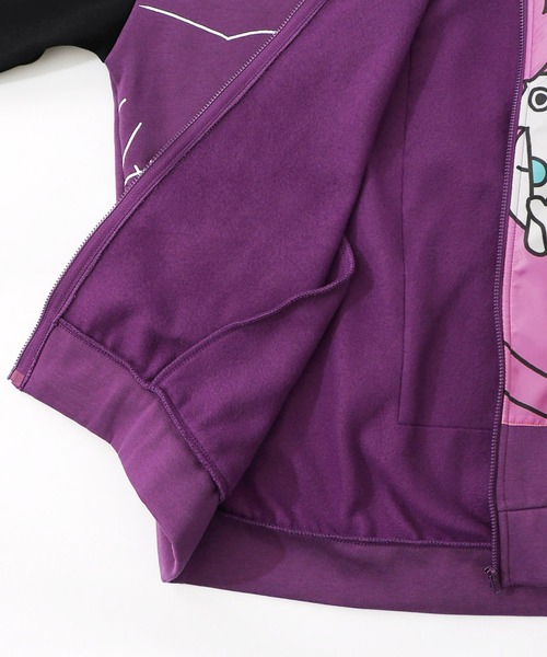 ScoLar Parity(スカラーパリティ)の「353130:ネコとクマとチンアナゴ柄 リメイク風裏起毛パーカー(パーカー・レディース・ブラック/パープル・M)」の13枚目の写真