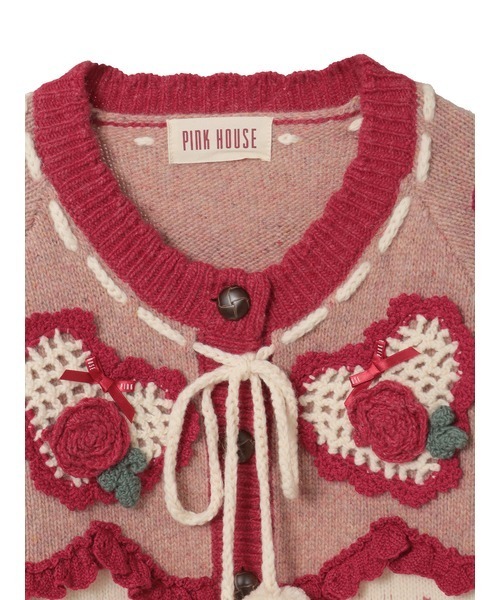 ハートモチーフ使いヨークニットカーディガン（カーディガン/ボレロ