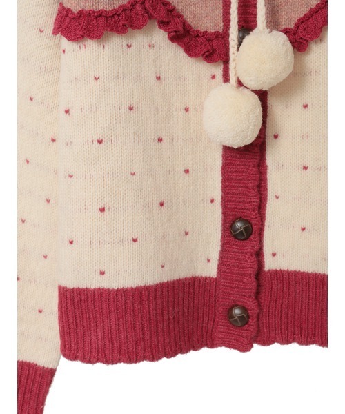 ハートモチーフ使いヨークニットカーディガン（カーディガン/ボレロ