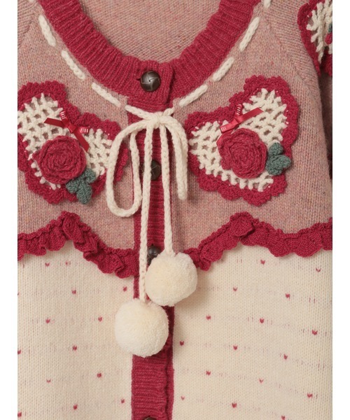 ハートモチーフ使いヨークニットカーディガン（カーディガン/ボレロ