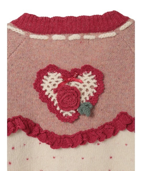 ハートモチーフ使いヨークニットカーディガン（カーディガン/ボレロ