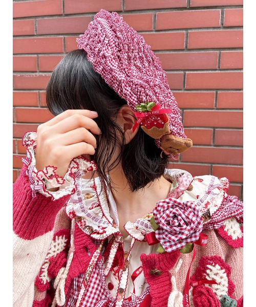 ハートモチーフ使いヨークニットカーディガン（カーディガン/ボレロ