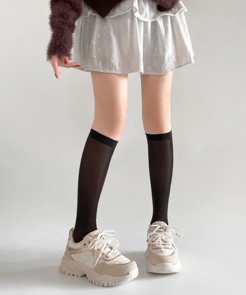 Shoes in Closet（シューズインクローゼット）の「軽量厚底 ボリューム クリア パール レース スニーカー 6478（スニーカー・レディース・ホワイト/ベージュ/ブラック・S/M/L/LL）」の16枚目の写真