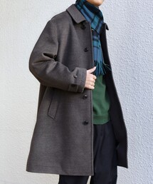 メルトンコート」に該当するメンズのステンカラーコートファッション